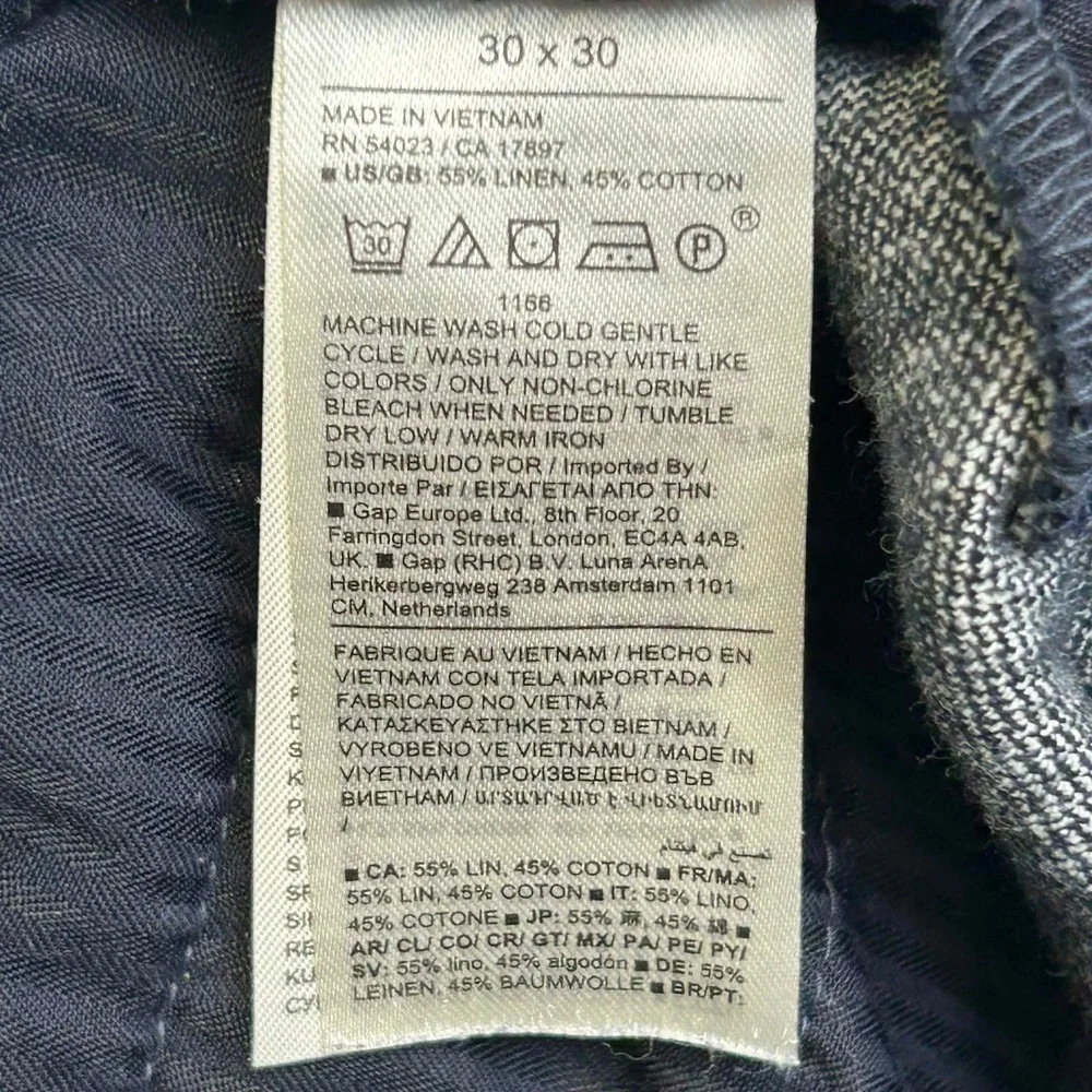 Banana Republic Athletic Fit Gray Linen Cotton Blend Pants Mens 30x30 Tapered